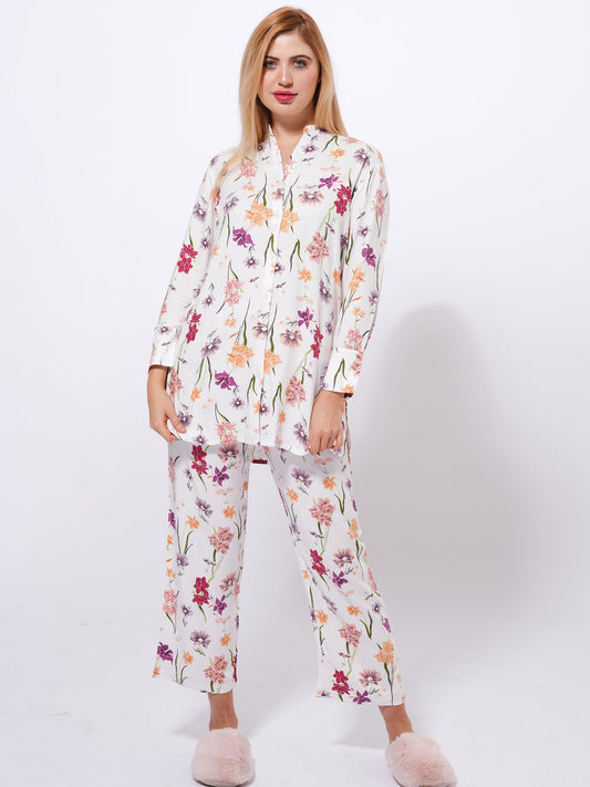 Floral Print Pajamas - Women's Sleepwear Set | Cozy PJ Set - inteblu