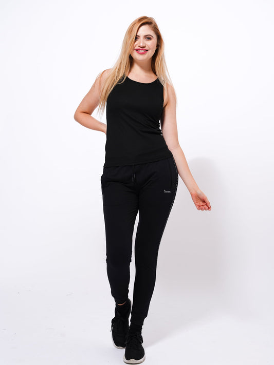 Women And Girl's Black Rib Sando Top - Inteblu™