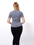 Women's Grey Rib Short Sleeve T-Shirt - inteblu