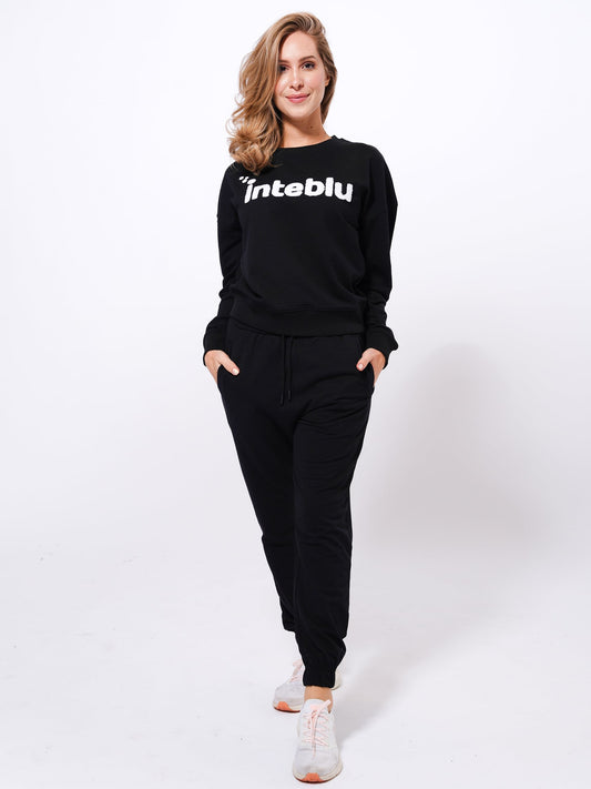 Women’s Sweatshirt & Joggers Set on Cotton Fabric - inteblu
