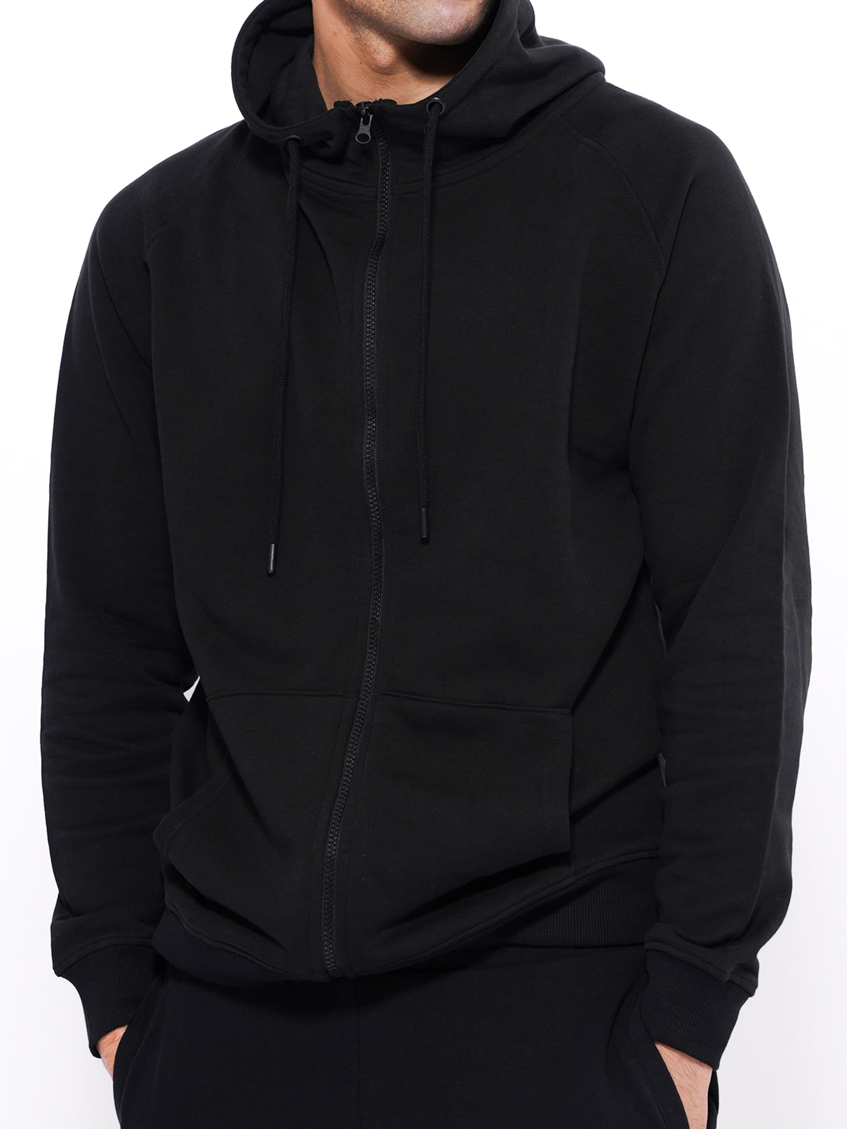 Men’s Winter Premium Cotton pocket Hoodie Black Color - inteblu