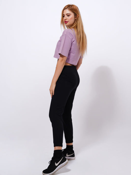 Women Crew Neck Short Crop Top | Mauve - Inteblu™