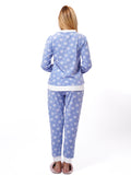 Micro Polar Fleece Blue Star Print Women Sleepwear Long Sleeve Pyjama Set - Inteblu™