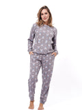 Micro Polar Fleece  Print Women Sleepwear Long Sleeve Pyjama Set - inteblu