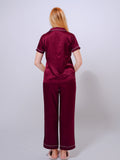Jacquard Dobby Satin Women Sleepwear Notch collar sleepwear set in Satin fabric - inteblu