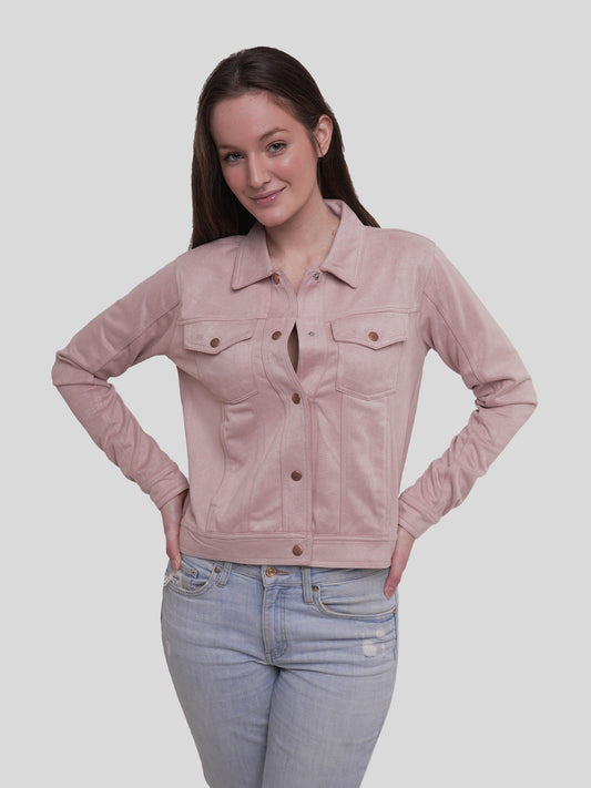 Women Button Regular Fit Suede peach whip Short Coat Jacket - Inteblu™