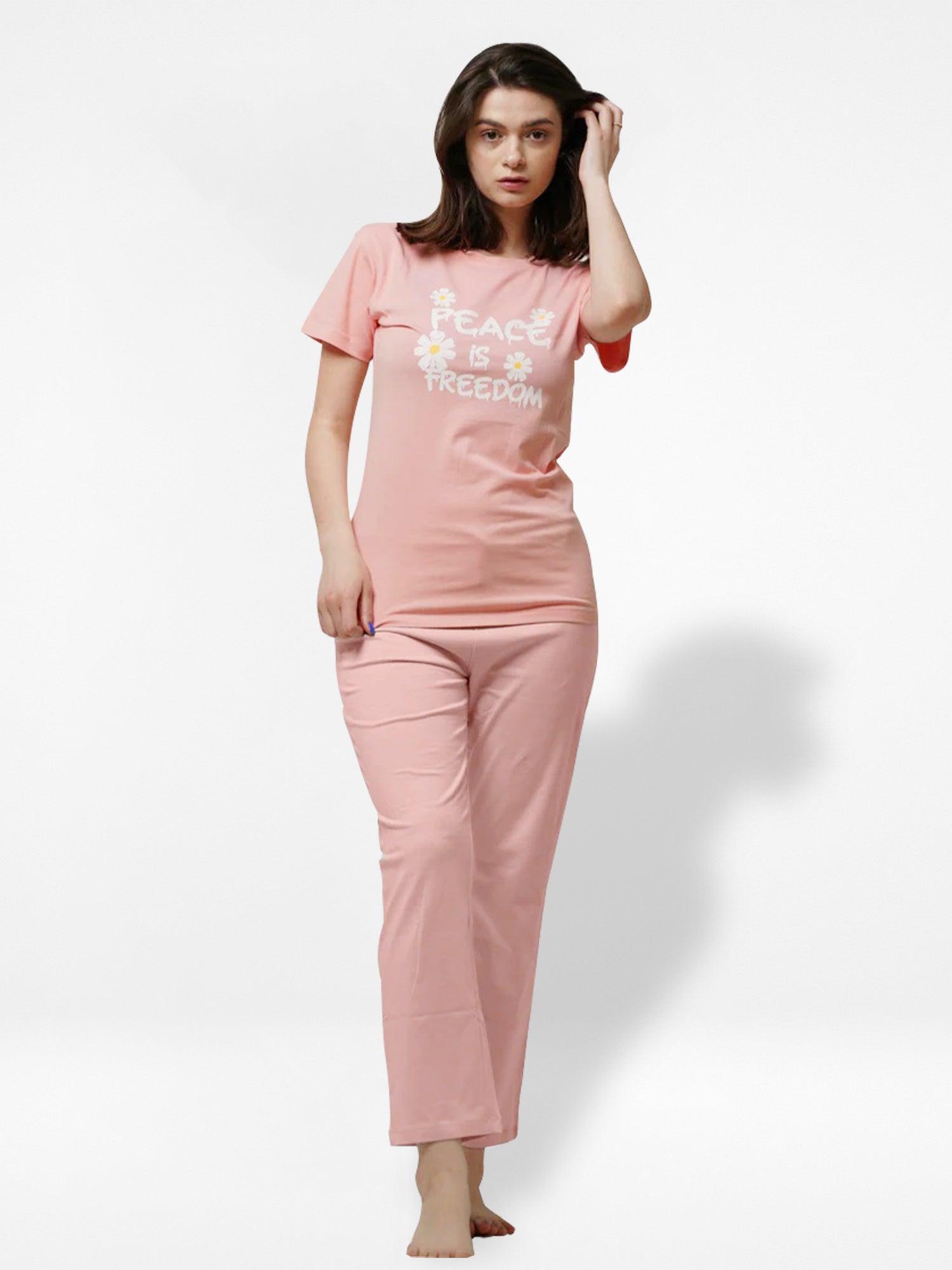 Women Short Sleeve Cotton Loungewear Set - Inteblu™