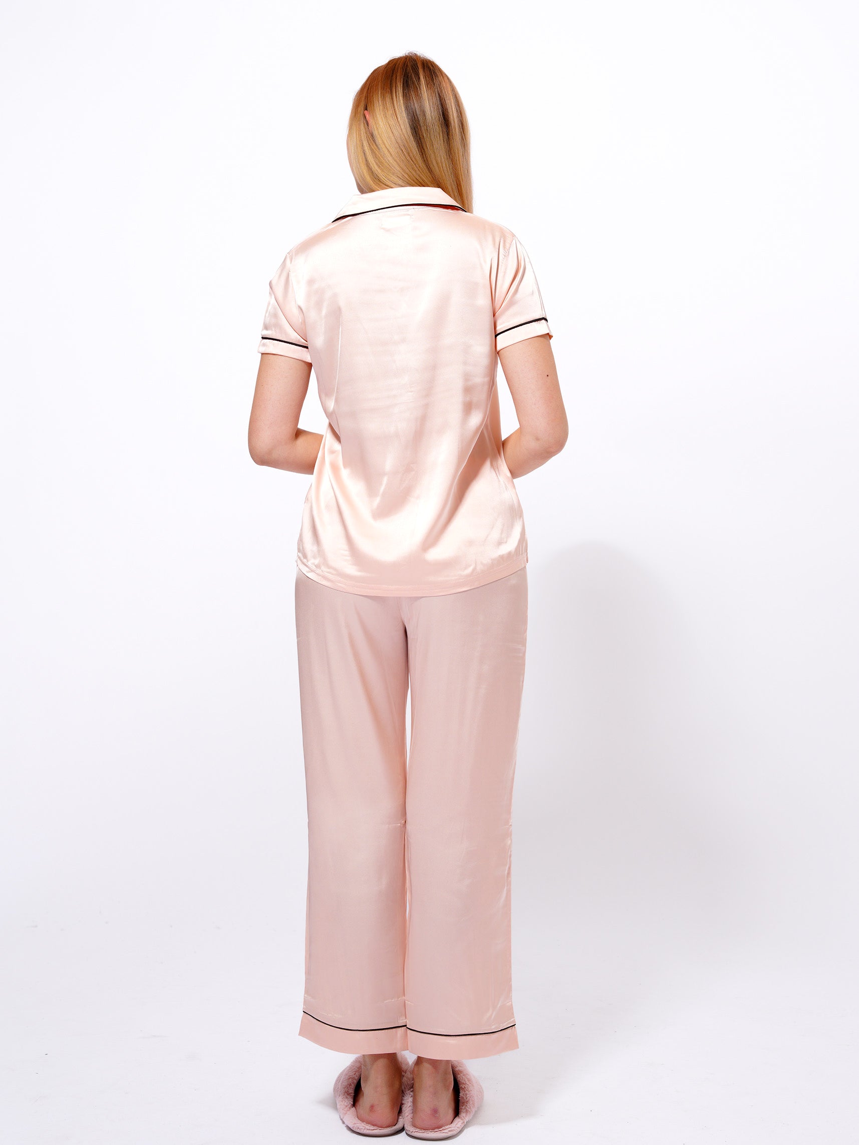 Women Satin Sleepwear Notch collar sleepwear set in Satin fabric - inteblu