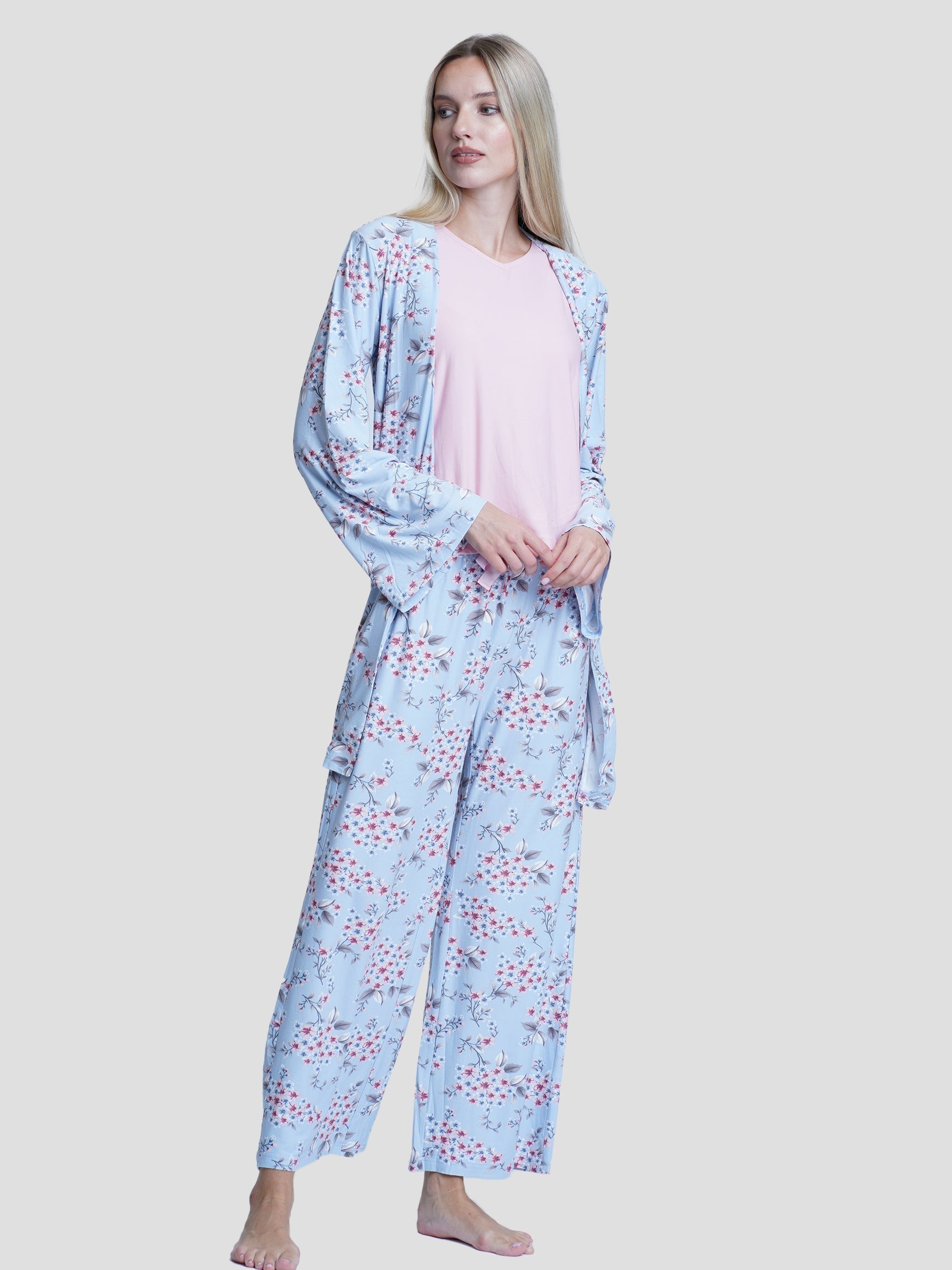 Floral Sleepwear Three pcs sets. - inteblu