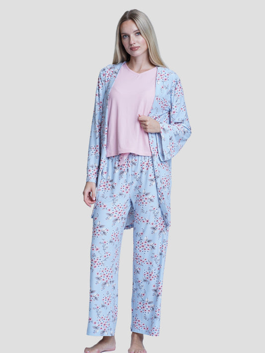 Floral Sleepwear Three pcs sets. - inteblu