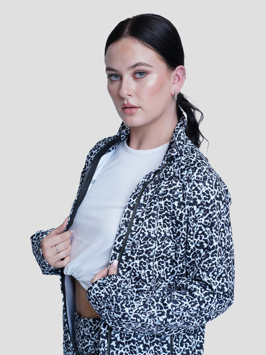 Ladies’ leopard Full Zipper Jacket set - Inteblu™