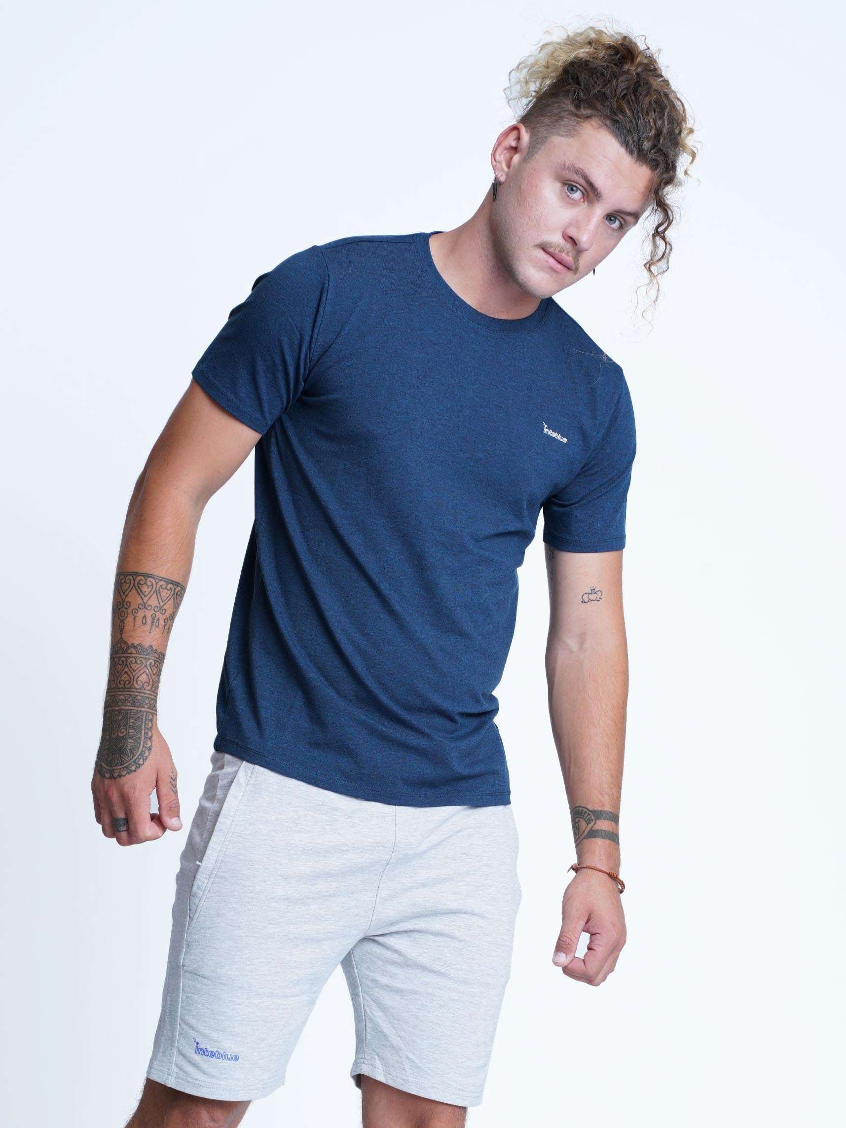Men's Slim Fit T-Shirt Round Neck - inteblu