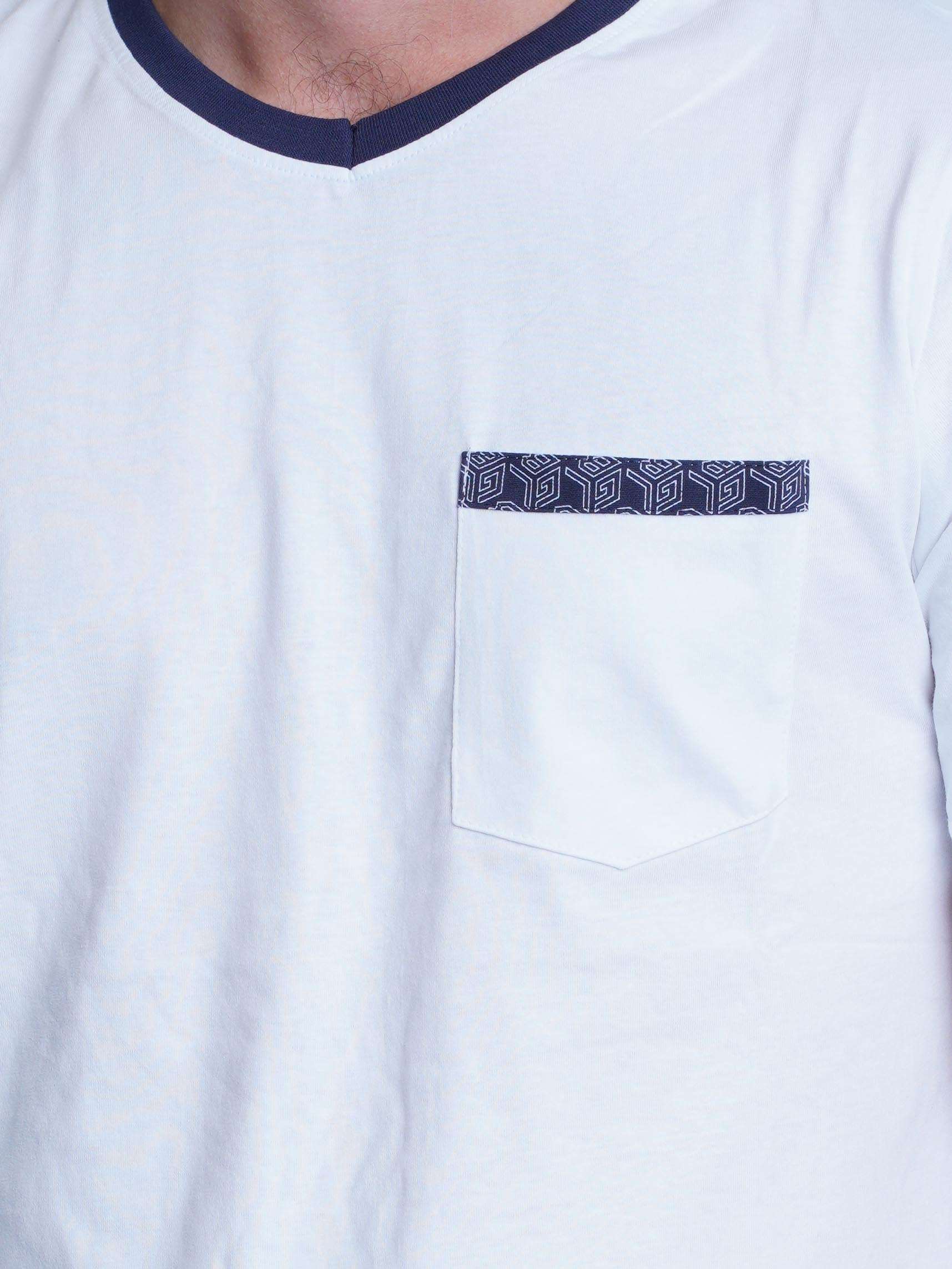 Men's V-Neck T-shirt With Chest Pocket - Inteblu™