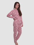 Micro Polar Fleece Star Print Women Sleepwear Long Sleeve Pyjama Set - inteblu
