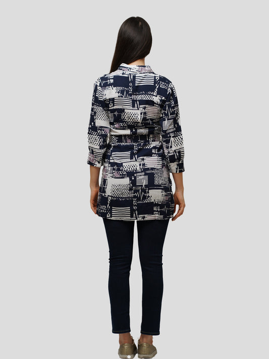 Navy Abstract print Shirt & tops with nice design. - Inteblu™