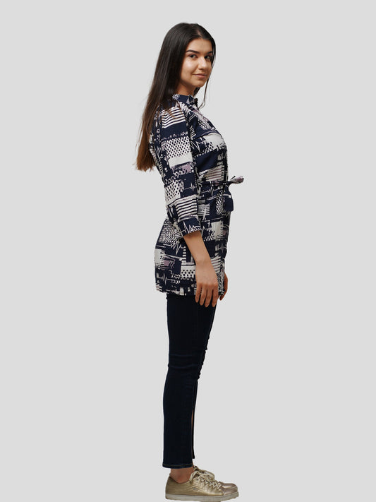 Navy Abstract print Shirt & tops with nice design. - inteblu