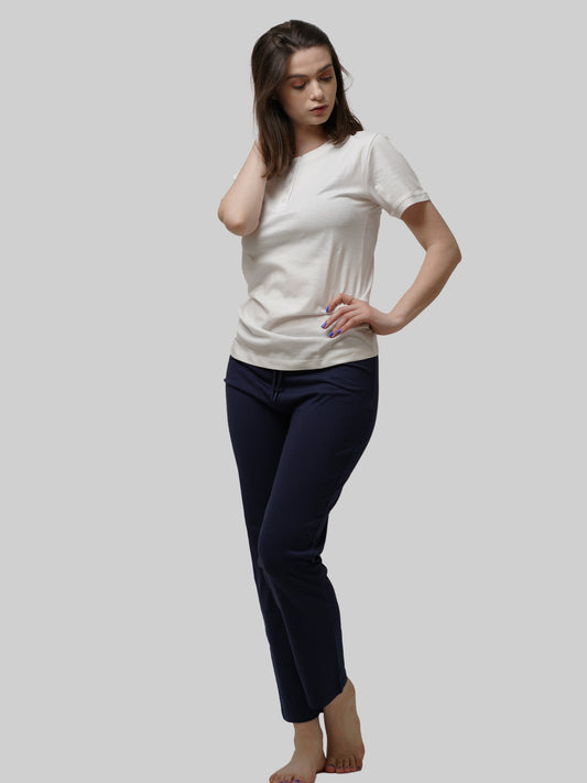 Women Button Facing short sleeve Top & loungewear set - inteblu