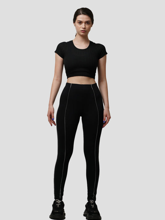 Women Contrast stitching leggings & casual outfits. - inteblu