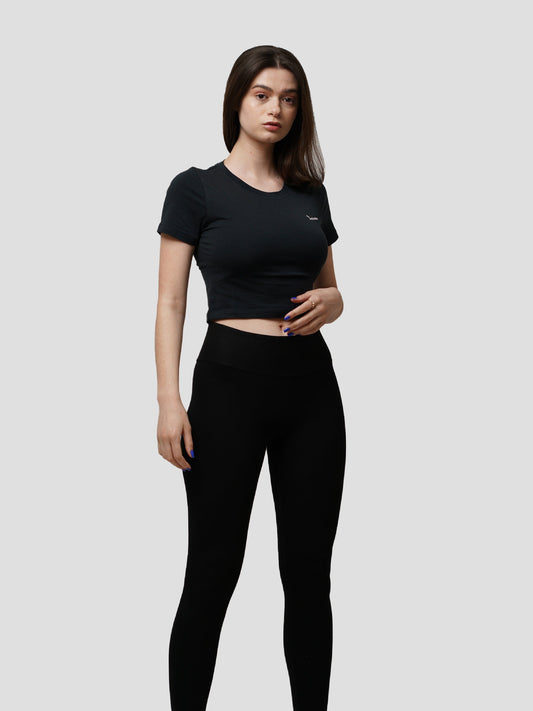 Women Crew Neck Cropped T-Shirt - inteblu