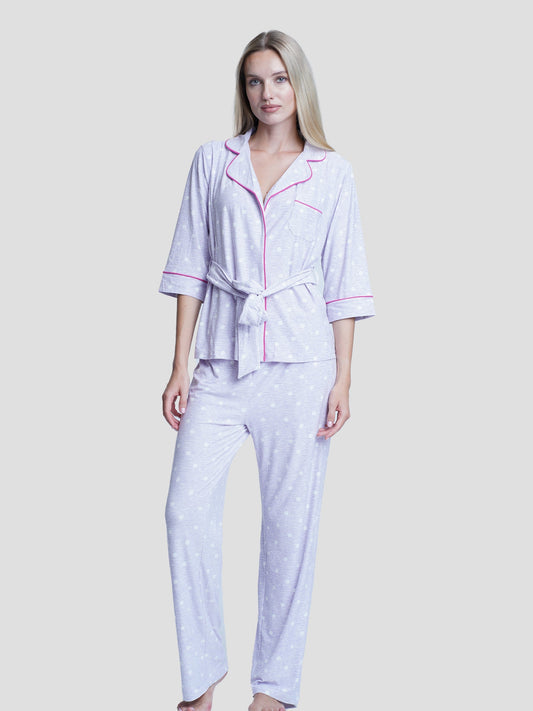 Women Dot Print Pajama set Sleepwear - inteblu