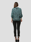 Women Green Animal Print Long Sleeve Shirt on Crape Fabrics - Inteblu™