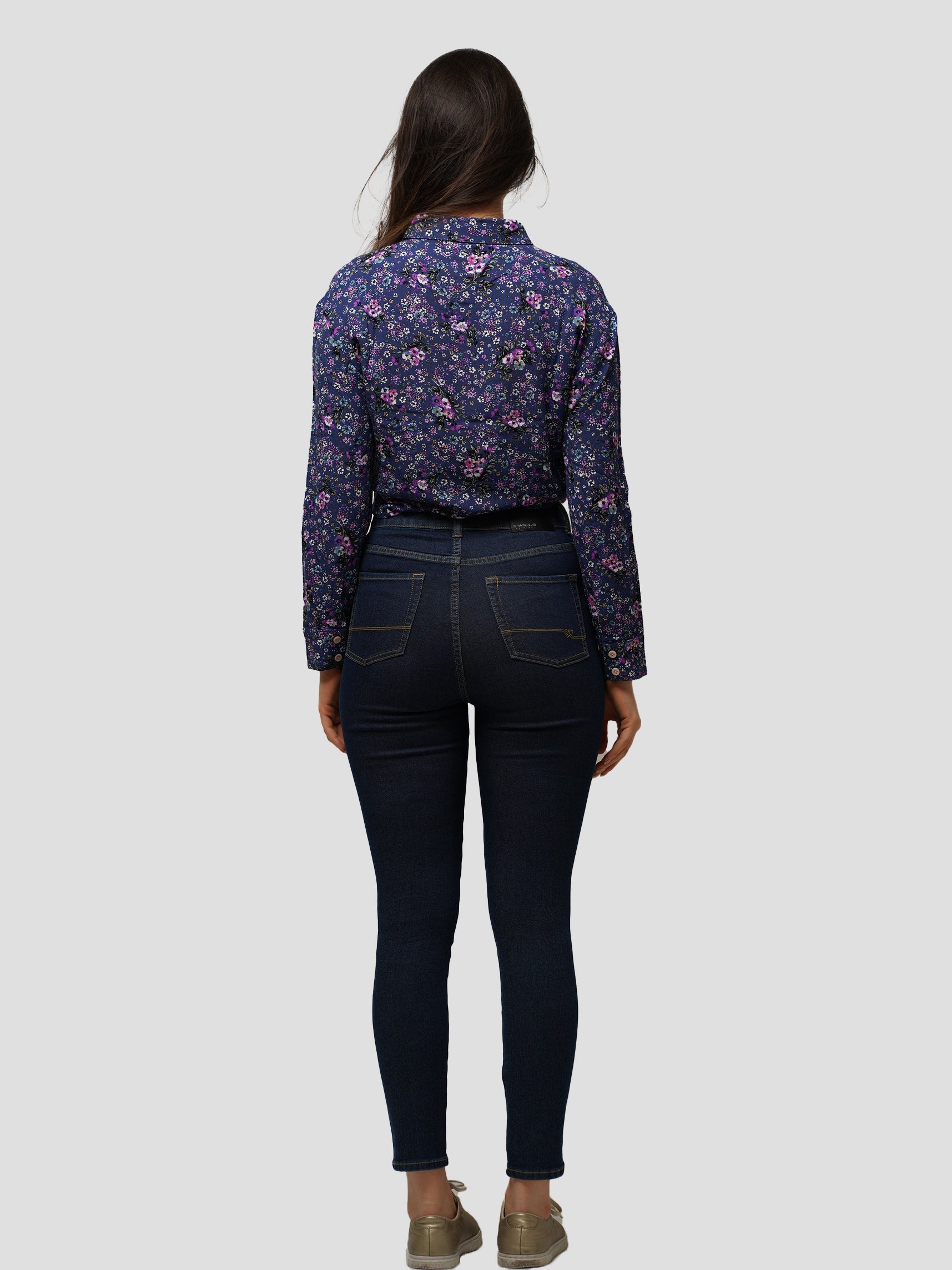 Women's Casual Full Sleeves print Crop Top Shirt - inteblu