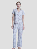 Womens Short Sleeve Tops, Pyjamas Set - inteblu